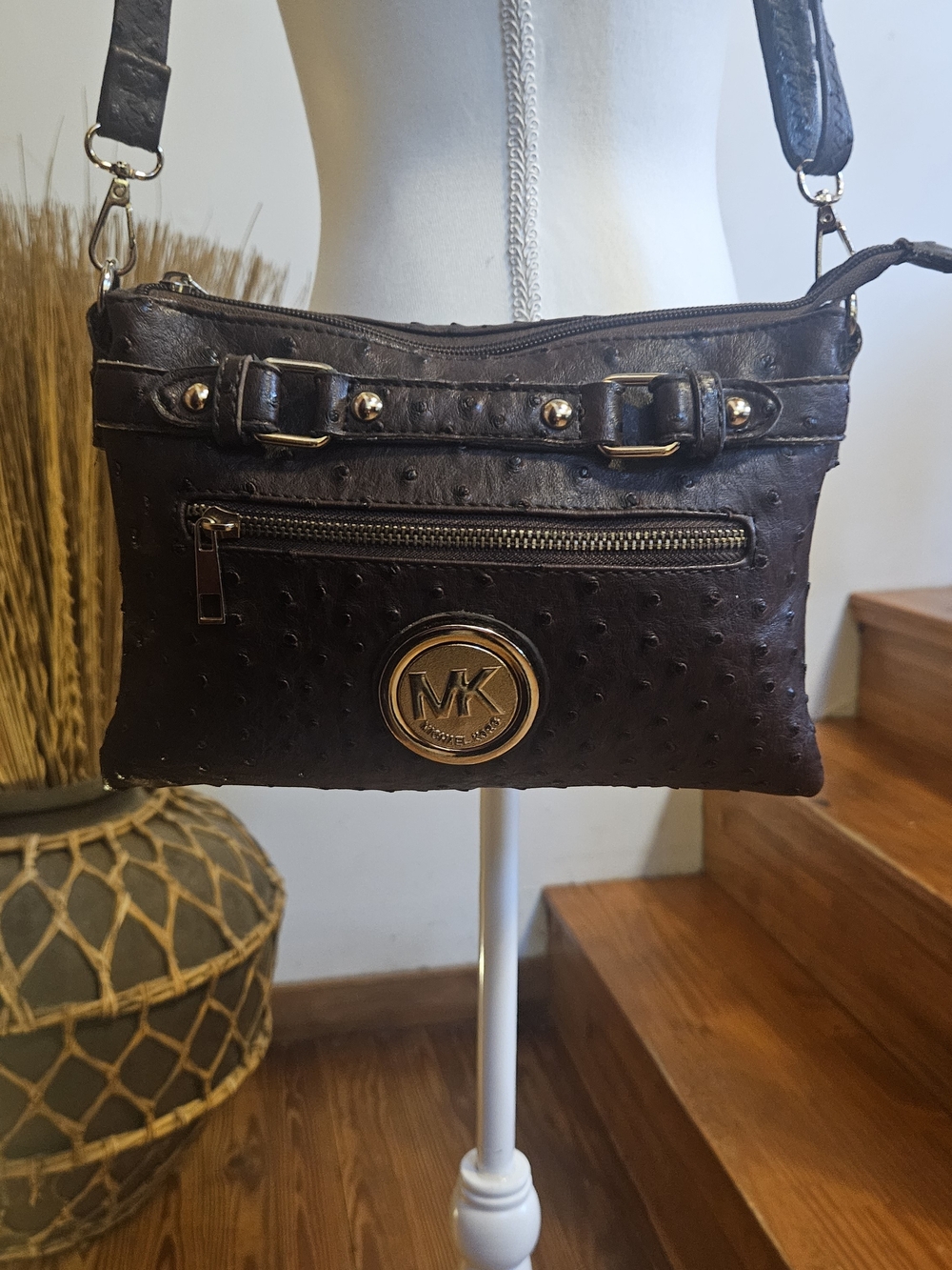 Michael Kors Dark Brown Leather Crossbody Bag